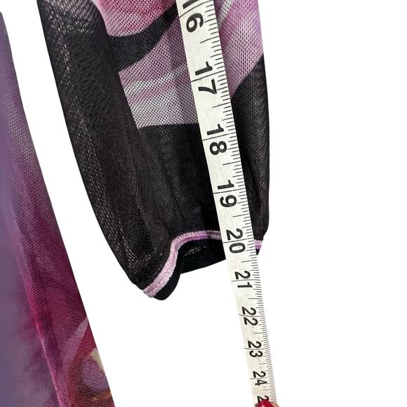 Beate Heymann Orchid Maxi Dress Womens 8 Black Purple Sheer Stretch Boho Chic - Picture 10 of 13